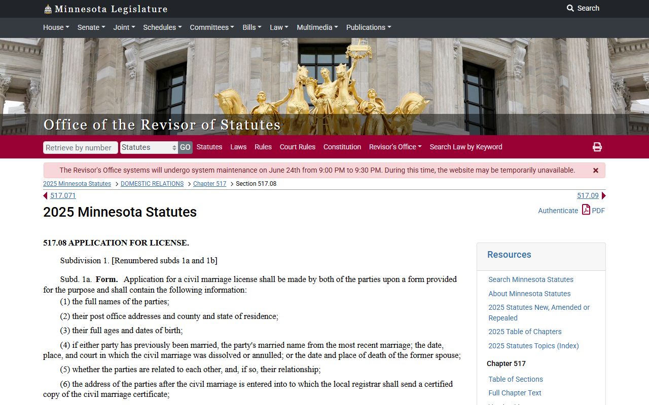 Morrison County Court Administrator marriage statute distinction