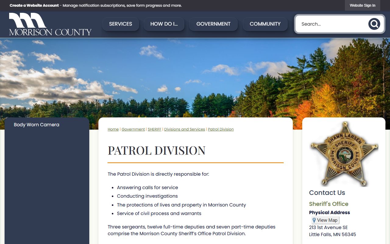 Morrison County arrest records Patrol Division warrant and investigation page