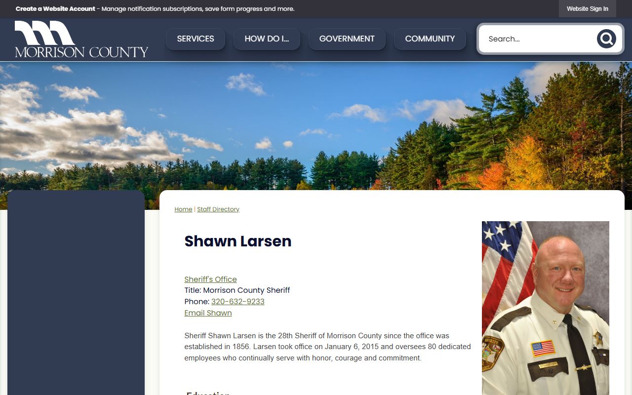 Morrison County arrest records Sheriff Shawn Larsen bio