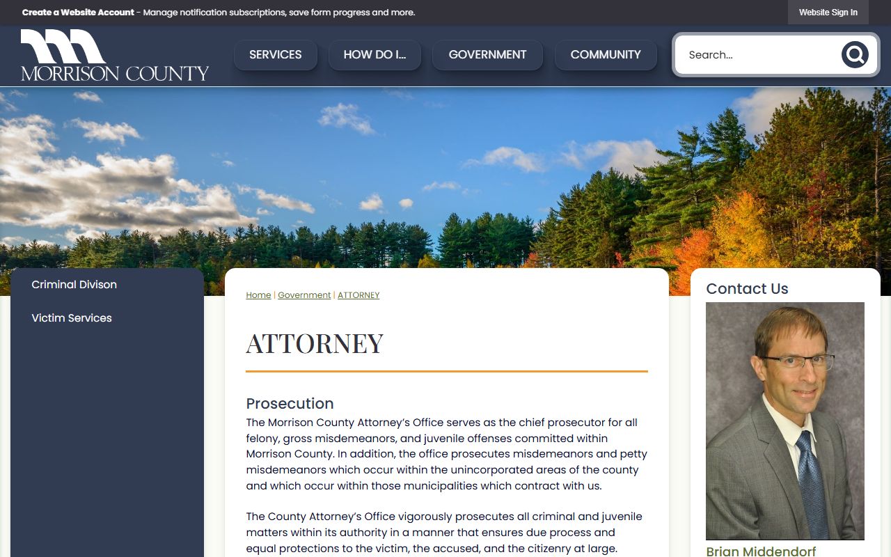 Morrison County criminal court records County Attorney prosecution page