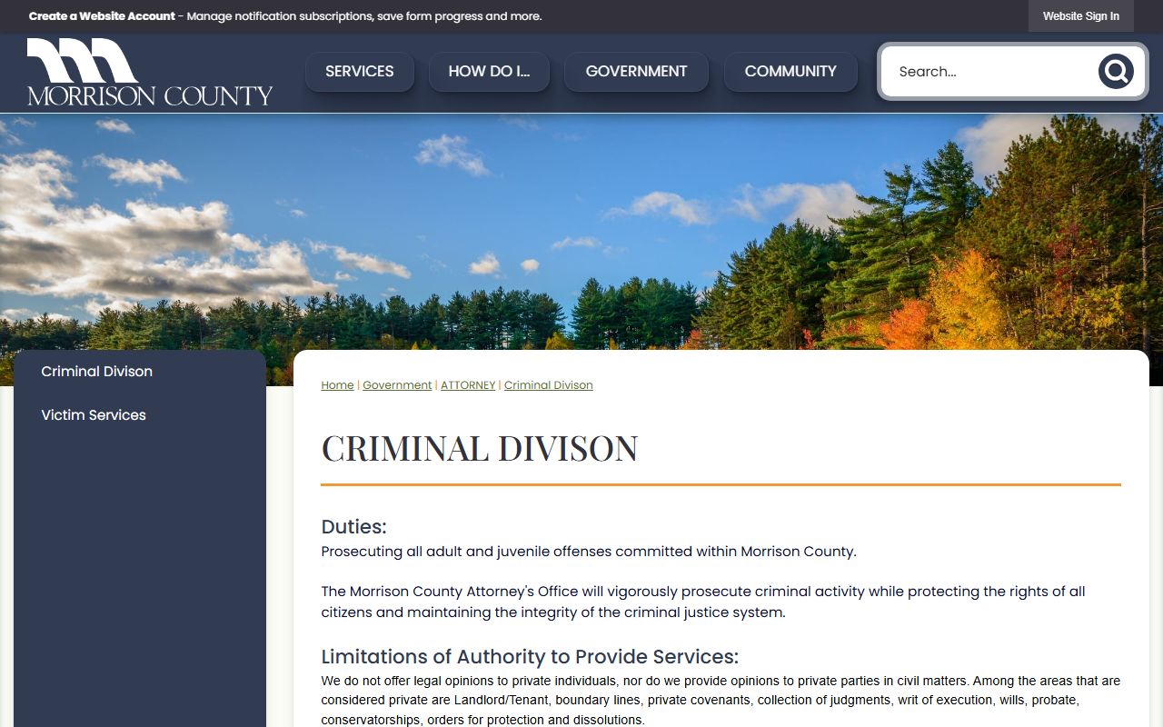 Morrison County criminal court records Criminal Division page