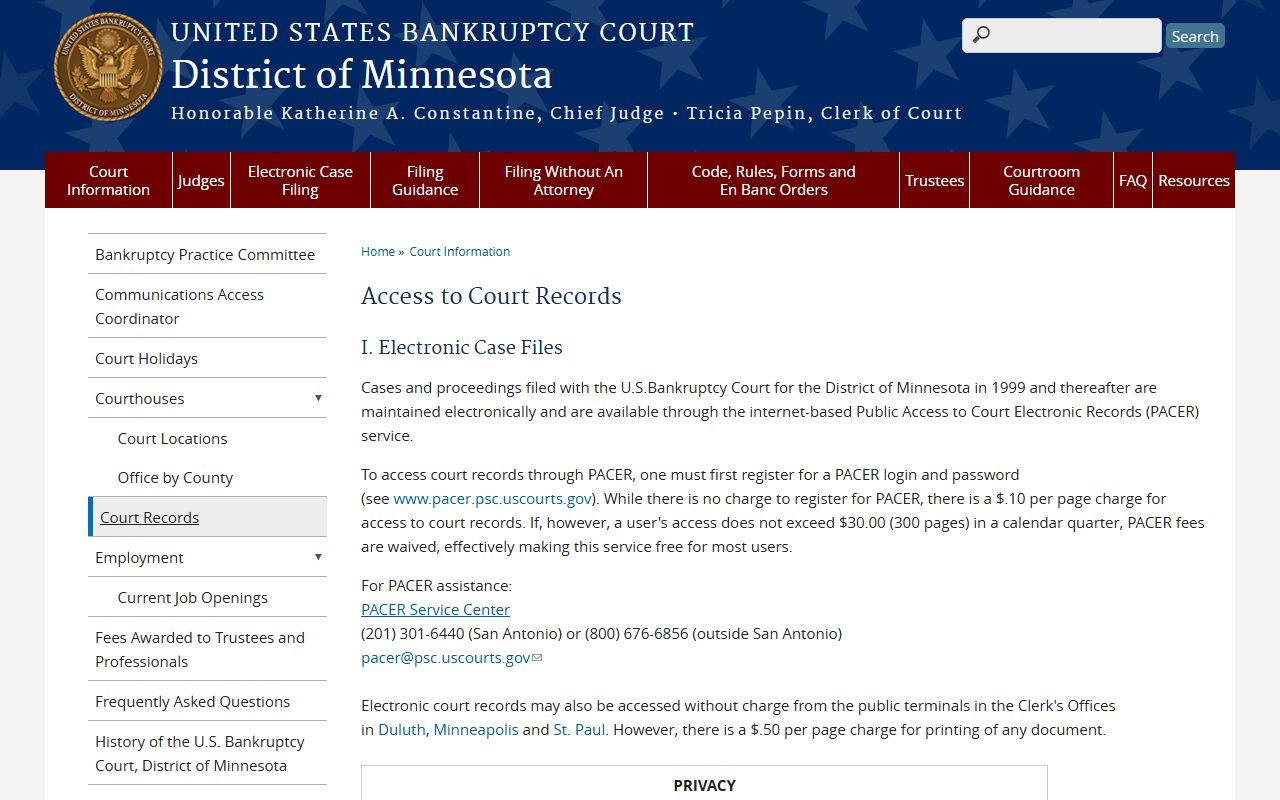 Morrison County District Court bankruptcy records access source
