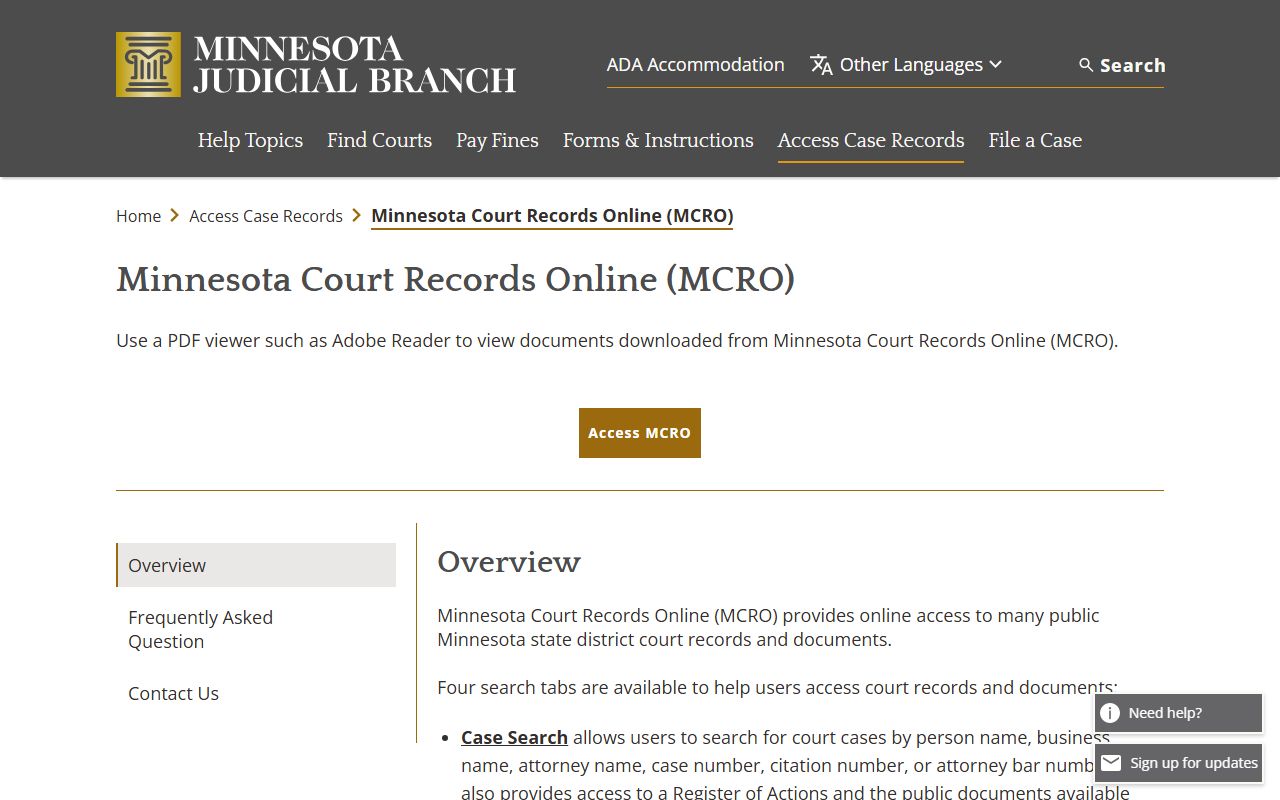 Morrison County Court records MCRO overview