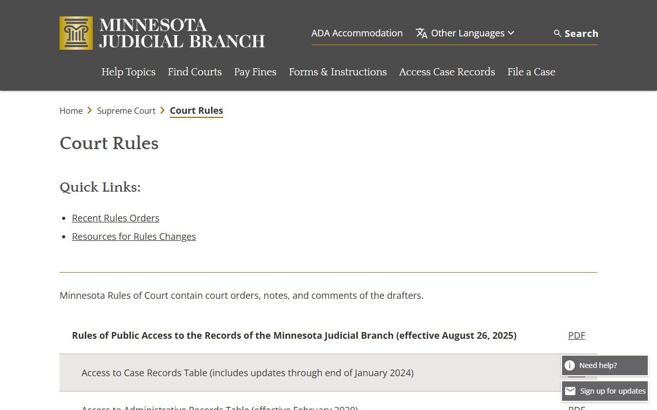 Morrison County Court records Minnesota court rules page