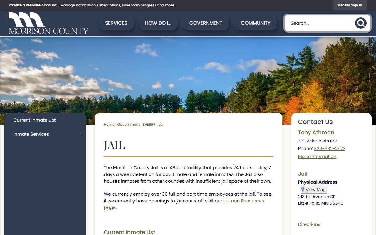 Morrison County inmate records jail page