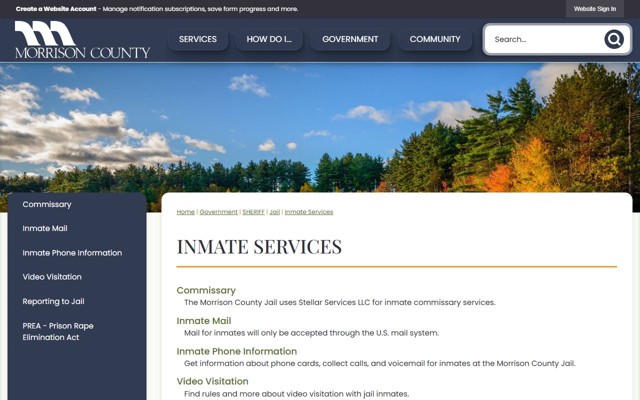 Morrison County inmate records inmate services page