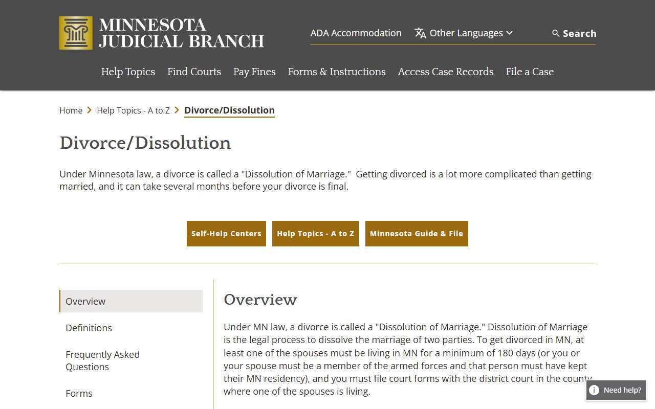 Morrison County divorce records Minnesota Judicial Branch help page