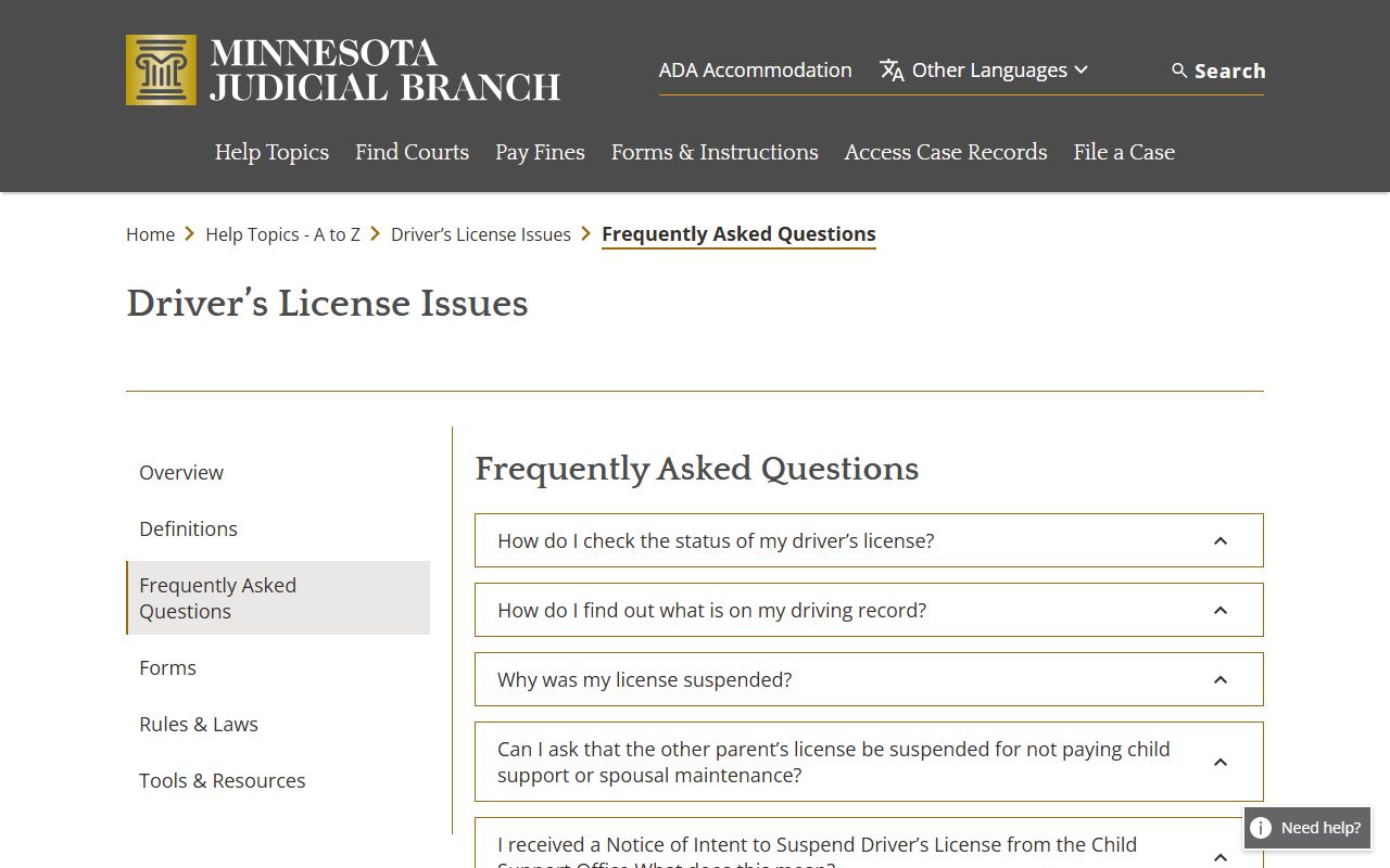 Morrison County traffic court records driver license FAQ