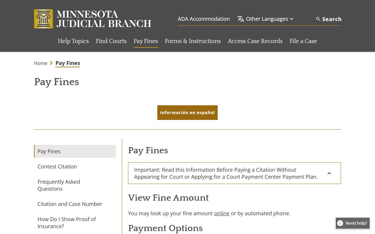 Morrison County traffic court records pay fines page