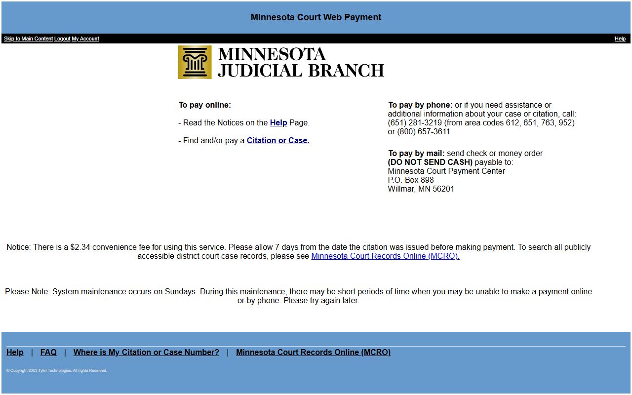 Morrison County traffic court records Court Web Payment portal